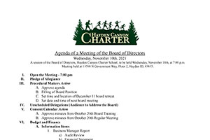 Board Agenda 11/10/2021 | Hayden Canyon Charter