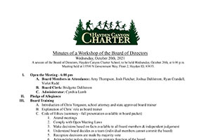 Board Workshop 11/10/2021 | Hayden Canyon Charter