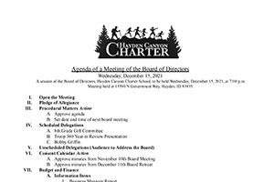 Board Agenda 12/15/2021 | Hayden Canyon Charter