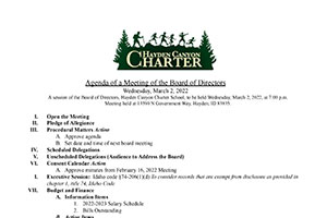 Board Agenda 3/2/2022 | Hayden Canyon Charter