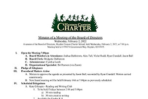 Board Minutes 2/2/2022 | Hayden Canyon Charter