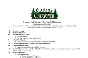 Board Agenda 4/20/2022 | Hayden Canyon Charter