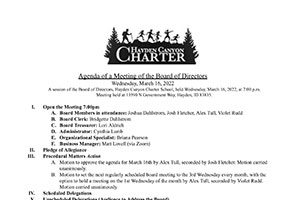Board Minutes 3/16/2022 | Hayden Canyon Charter