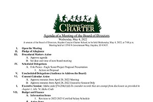 Board Agenda May 4, 2022 | Hayden Canyon Charter