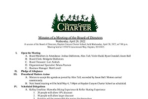 Board Minutes April 20, 2022 | Hayden Canyon Charter