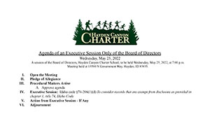 Executive Session Agenda May 25, 2022 | Hayden Canyon Charter