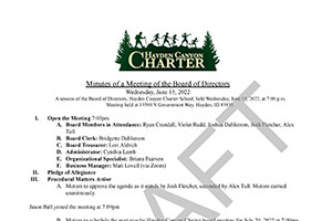 DRAFT Board Minutes June 15, 2022 | Hayden Canyon Charter