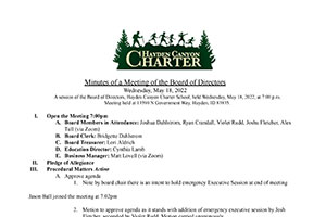 Board Minutes May 18, 2022 | Hayden Canyon Charter