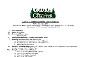 Board Agenda July 6, 2022 | Hayden Canyon Charter
