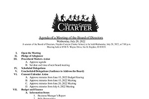 Board Agenda July 20, 2022 | Hayden Canyon Charter