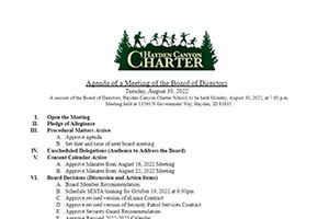 Board Agenda 8/30/2022 | Hayden Canyon Charter