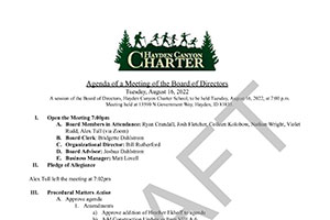 Board Minutes 8/16/2022 DRAFT | Hayden Canyon Charter