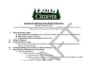 Board Minutes 8/22/2022 DRAFT | Hayden Canyon Charter