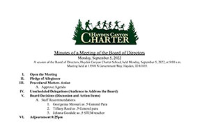 Board Agenda 9/5/2022 | Hayden Canyon Charter