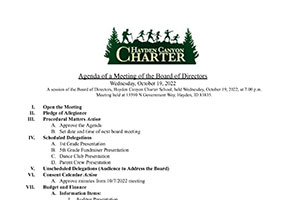 Board Agenda 10/19/2022 | Hayden Canyon Charter