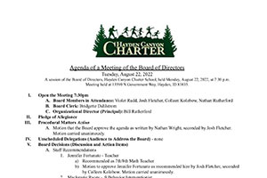 Board Minutes 8/22/2022 | Hayden Canyon Charter