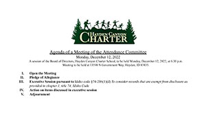 Attendance Committee Agenda 12/12/2022 | Hayden Canyon Charter