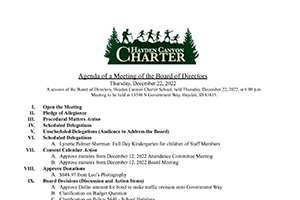 Board Agenda 12/22/2022 | Hayden Canyon Charter