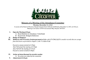 Attendance Committee Minutes | December 12, 2022 | Hayden Canyon Charter