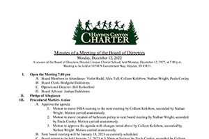 FINAL Board Minutes | December 12, 2022 | Hayden Canyon Charter