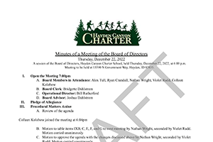 Board Minutes DRAFT | December 22, 2022 | Hayden Canyon Charter