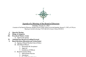 Board Retreat Agenda | 1/21/2002 | Hayden Canyon Charter