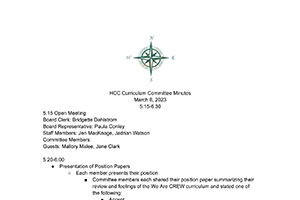Curriculum Committee Minutes FINAL | 3/8/2023 | Hayden Canyon Charter