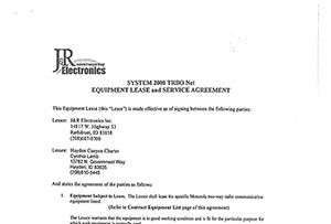 JR Electronics Vendor contract | Hayden Canyon Charter