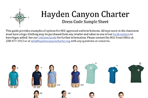 2026-2027 Dress Code Sample Sheet | Hayden Canyon Charter