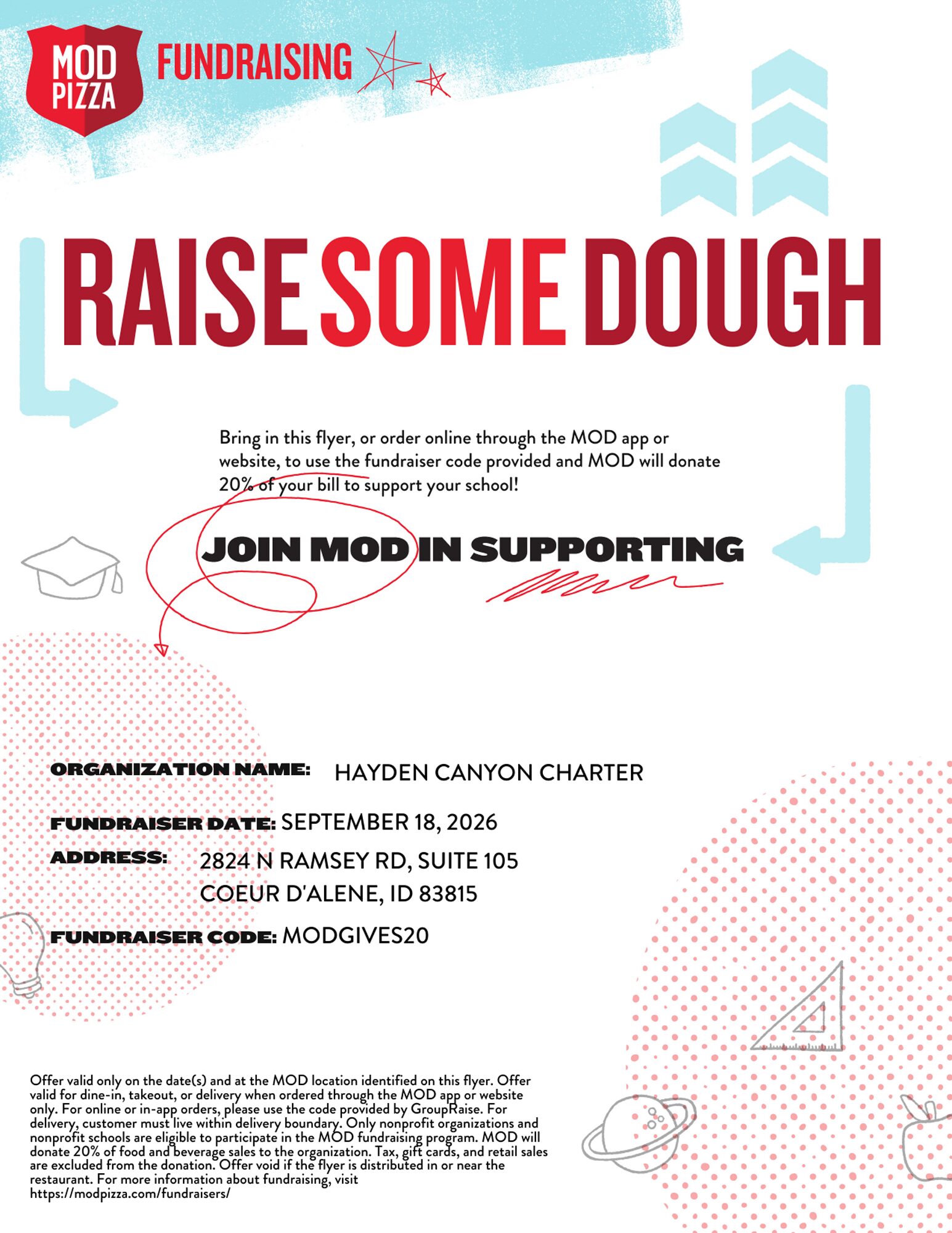 MOD Pizza | Dine Out Fundraiser | Hayden Canyon Charter