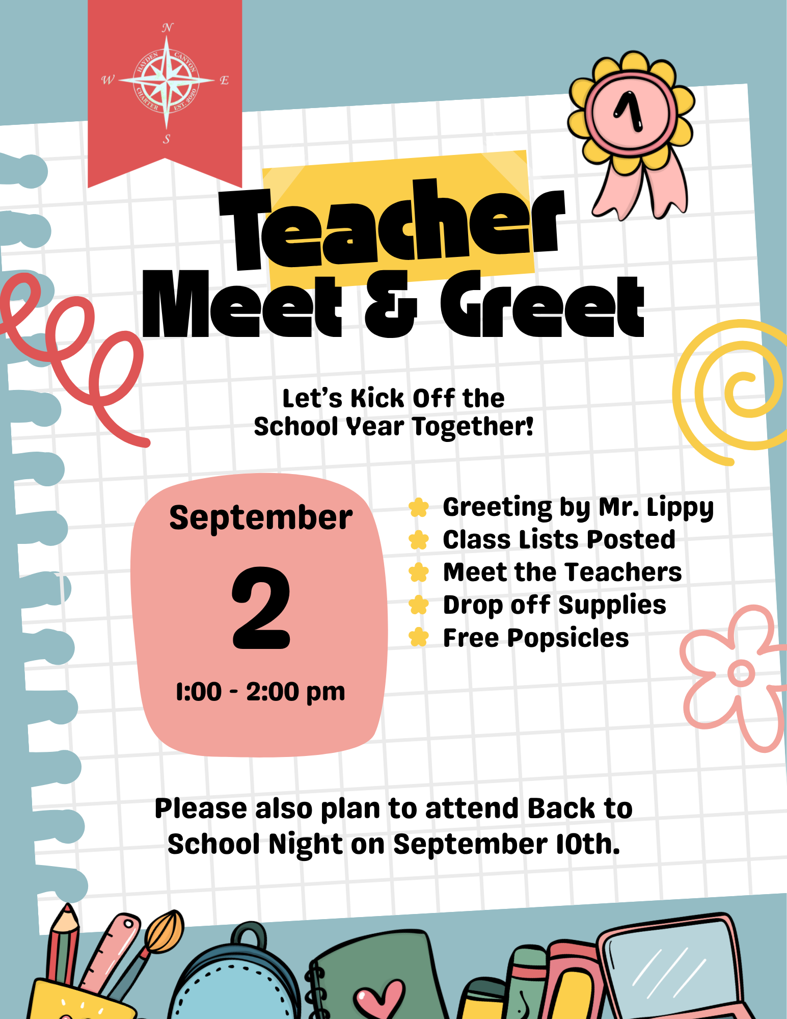 Teacher Meet & Greet Teacher Meet & Greet | September 2, 2026 | Hayden Canyon Charter