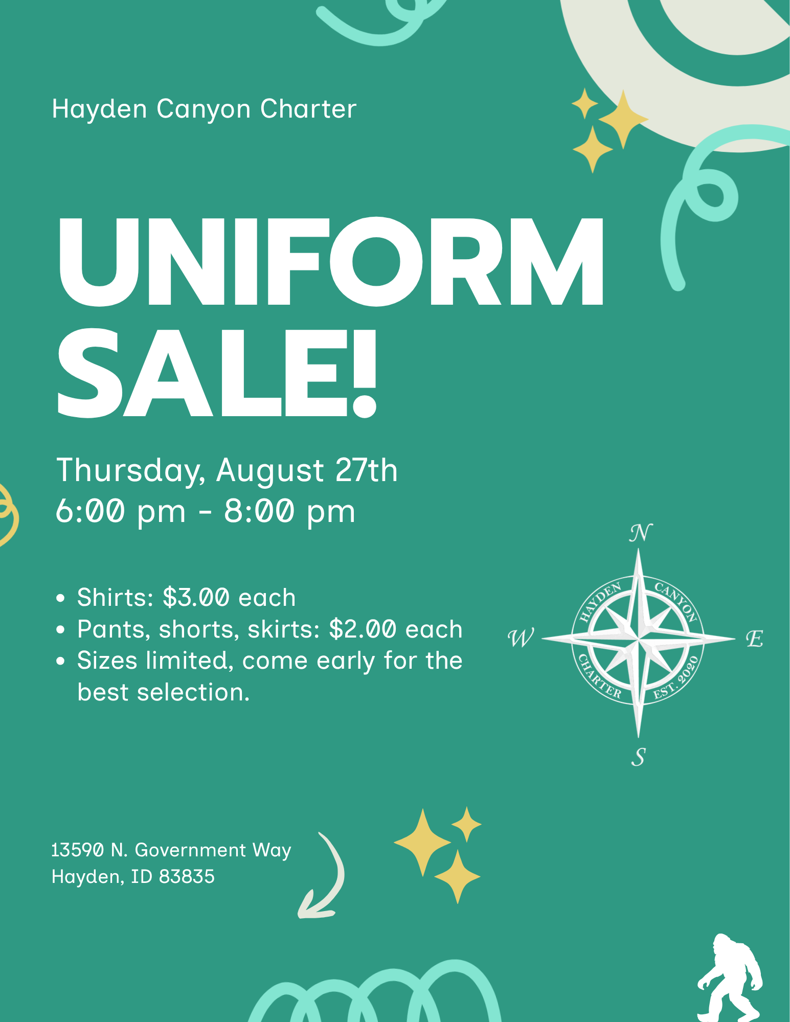 Uniform Sale - Web Uniform Sale | August 27th | Hayden Canyon Charter